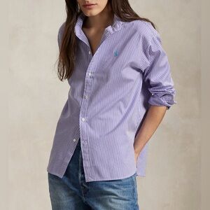 NWT Ralph Lauren Women Relaxed Fit Striped Cotton Shirt Small‎